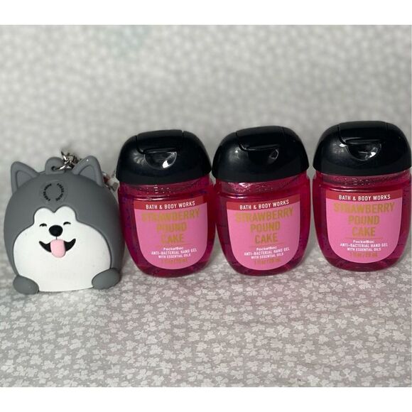Bath and Body Works Puppy Pocketbac Holder and 3 Strawberry Pound Cake Pocketbac - Picture 2 of 6